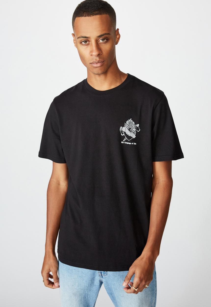 Cotton On - Tbar art T-shirt - black