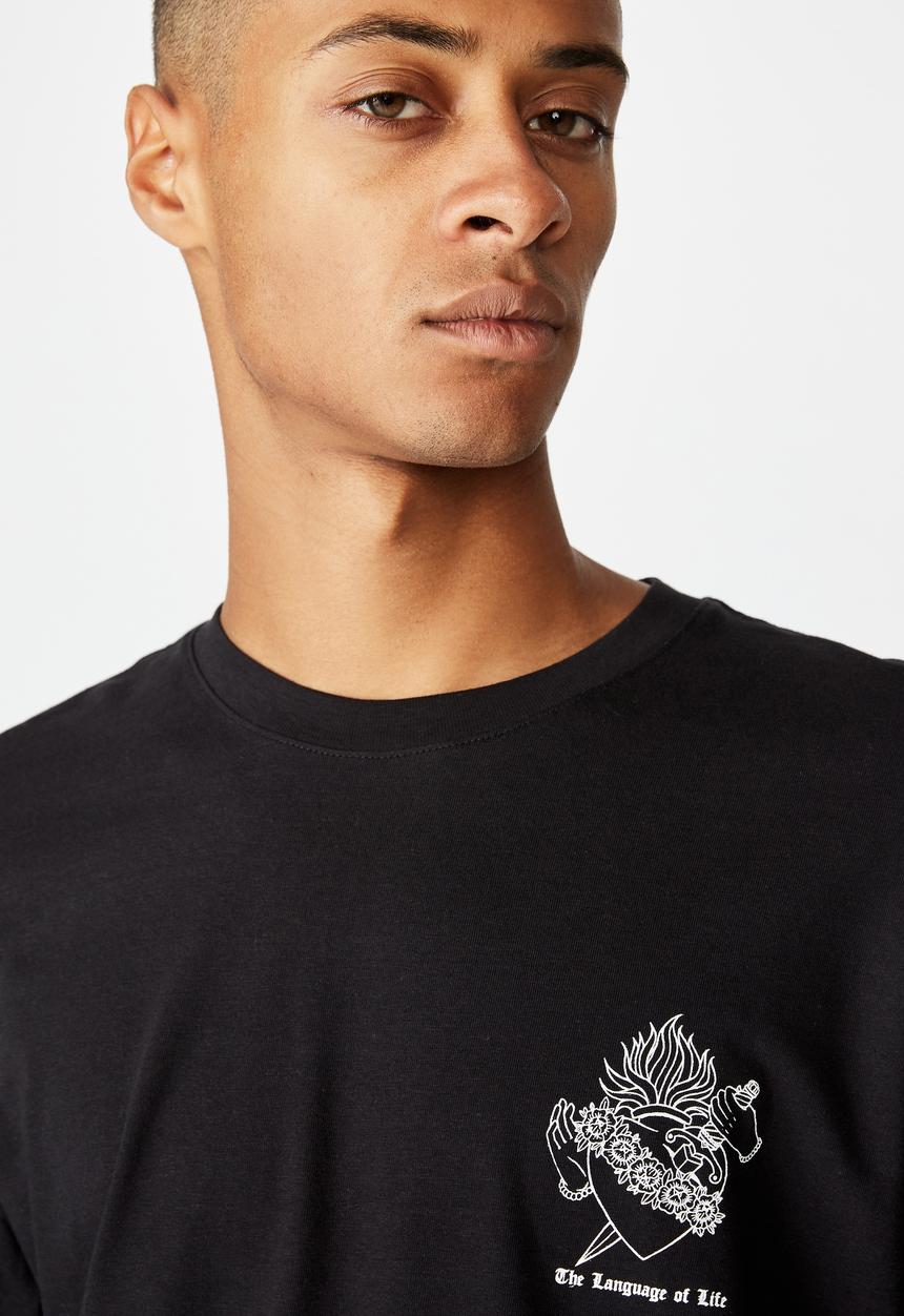Cotton On - Tbar art T-shirt - black