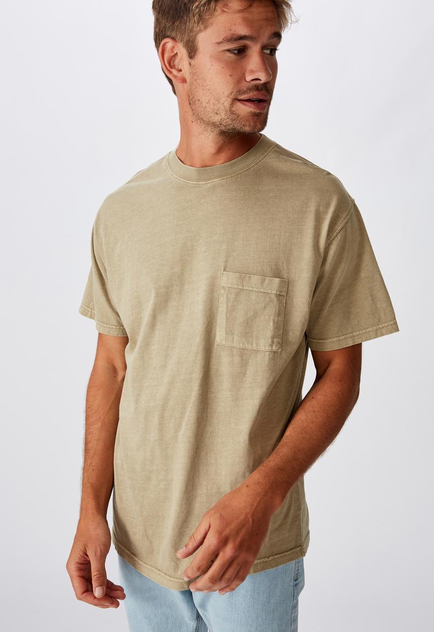 Cotton On - Loose fit washed pocket tee - stone