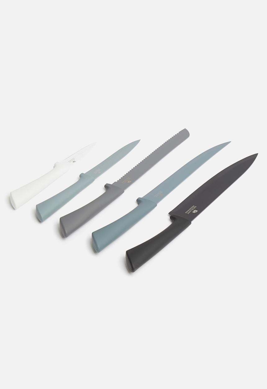 Excellent Houseware - Knife set in stand - grey ombre 