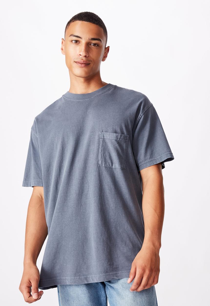 Cotton On - Loose fit washed pocket tee - dusty denim