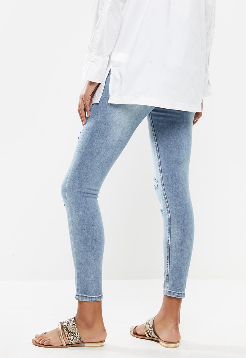 Missguided - Maternity sinner over bump authentic ripped skinny jean - blue