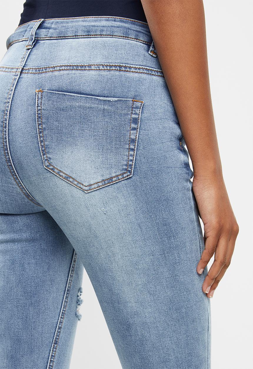Missguided - Maternity sinner over bump authentic ripped skinny jean - blue