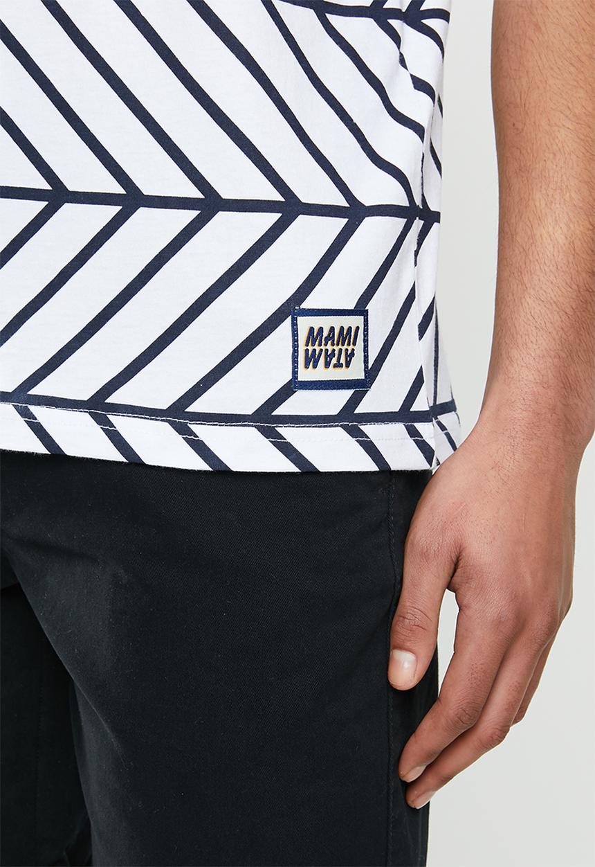 Mami Wata - Striped chevron tee - blue & white