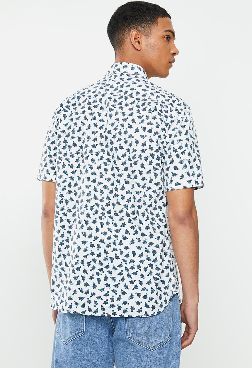 Mami Wata - Bananas regular fit shirt - white & blue