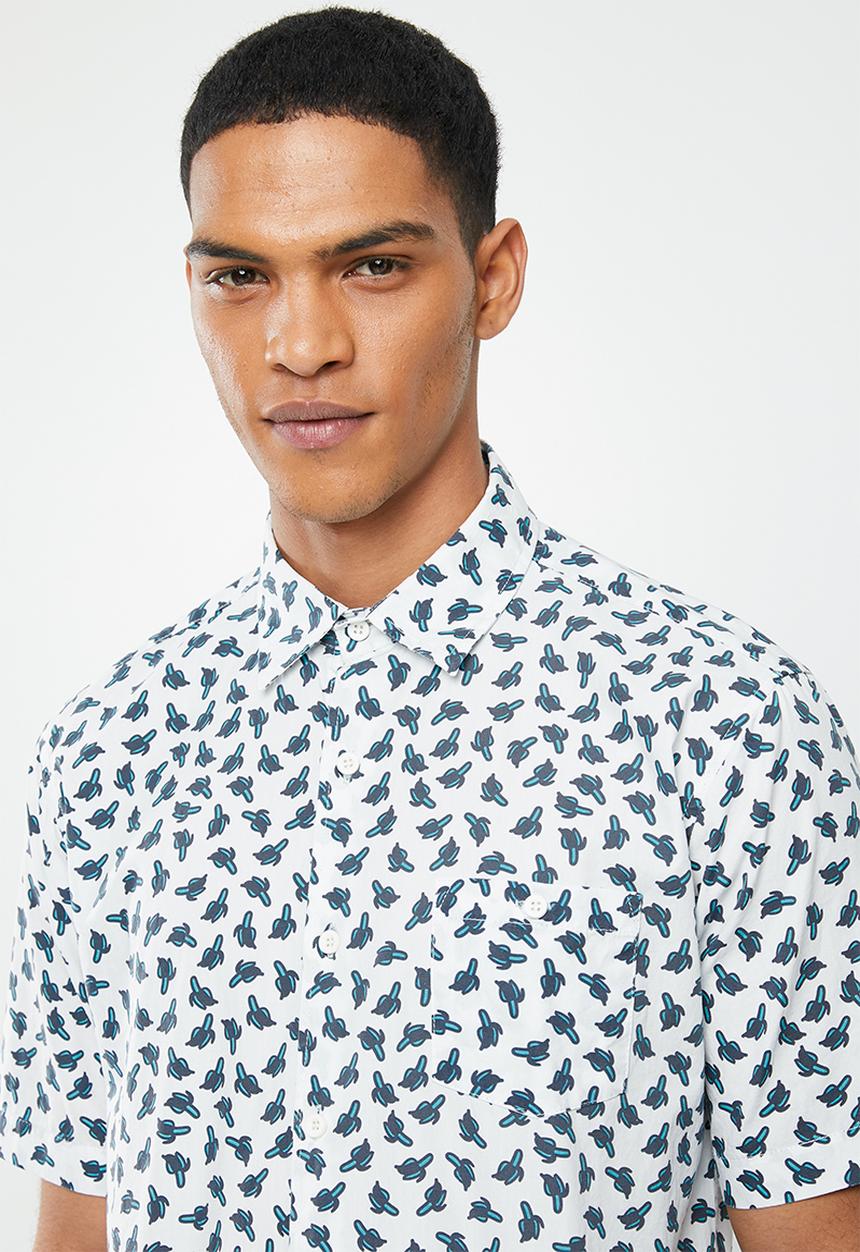 Mami Wata - Bananas regular fit shirt - white & blue