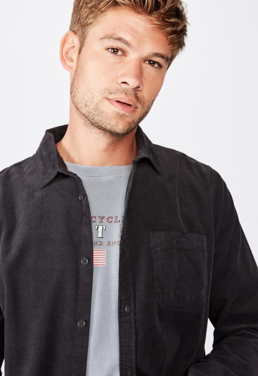 Cotton On - Vintage cord shirt - black