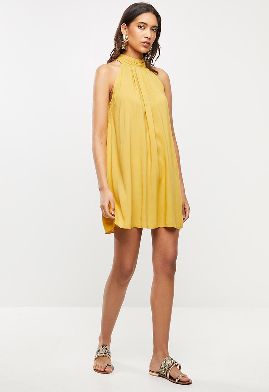 VELVET - Challis halter trapeze mini dress - yellow 