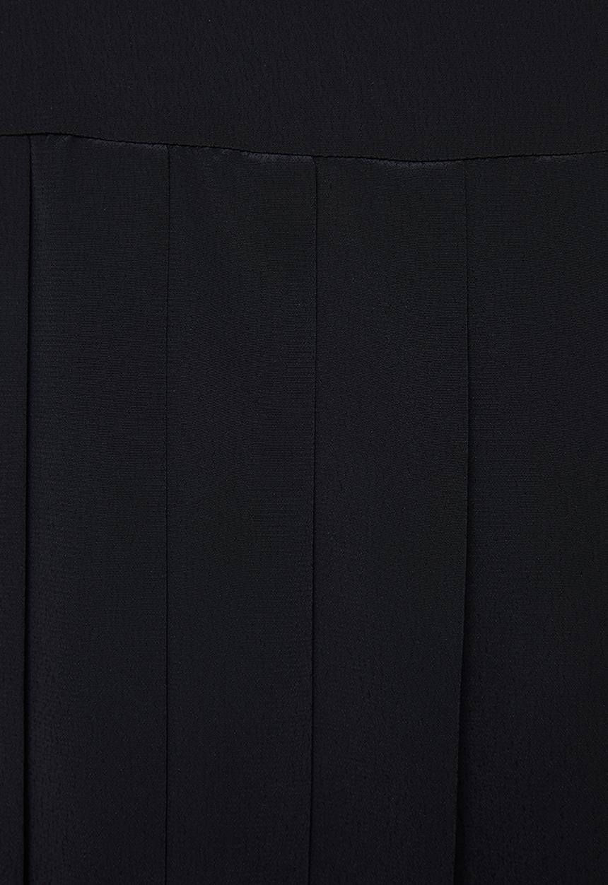 VELVET - Pleated midi skirt - black