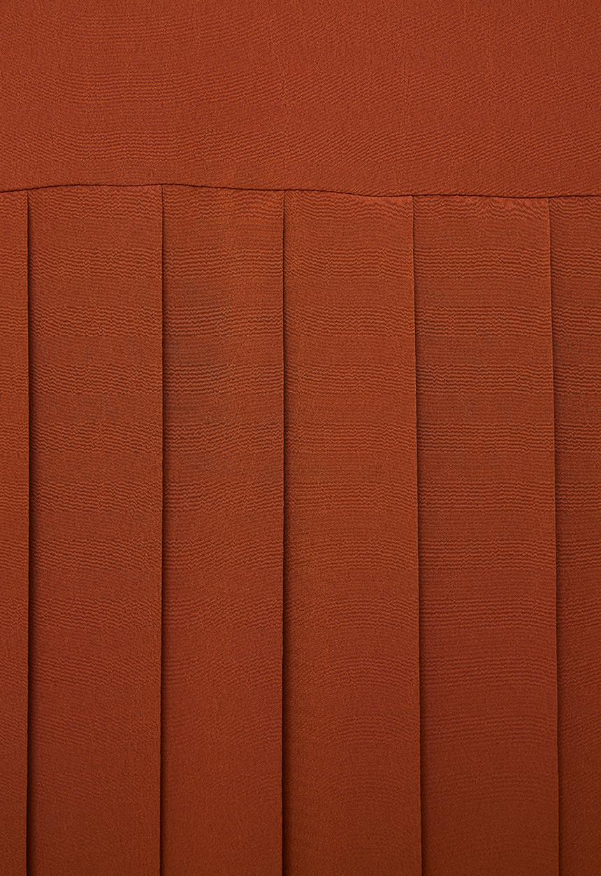 VELVET - Pleated midi skirt - rust