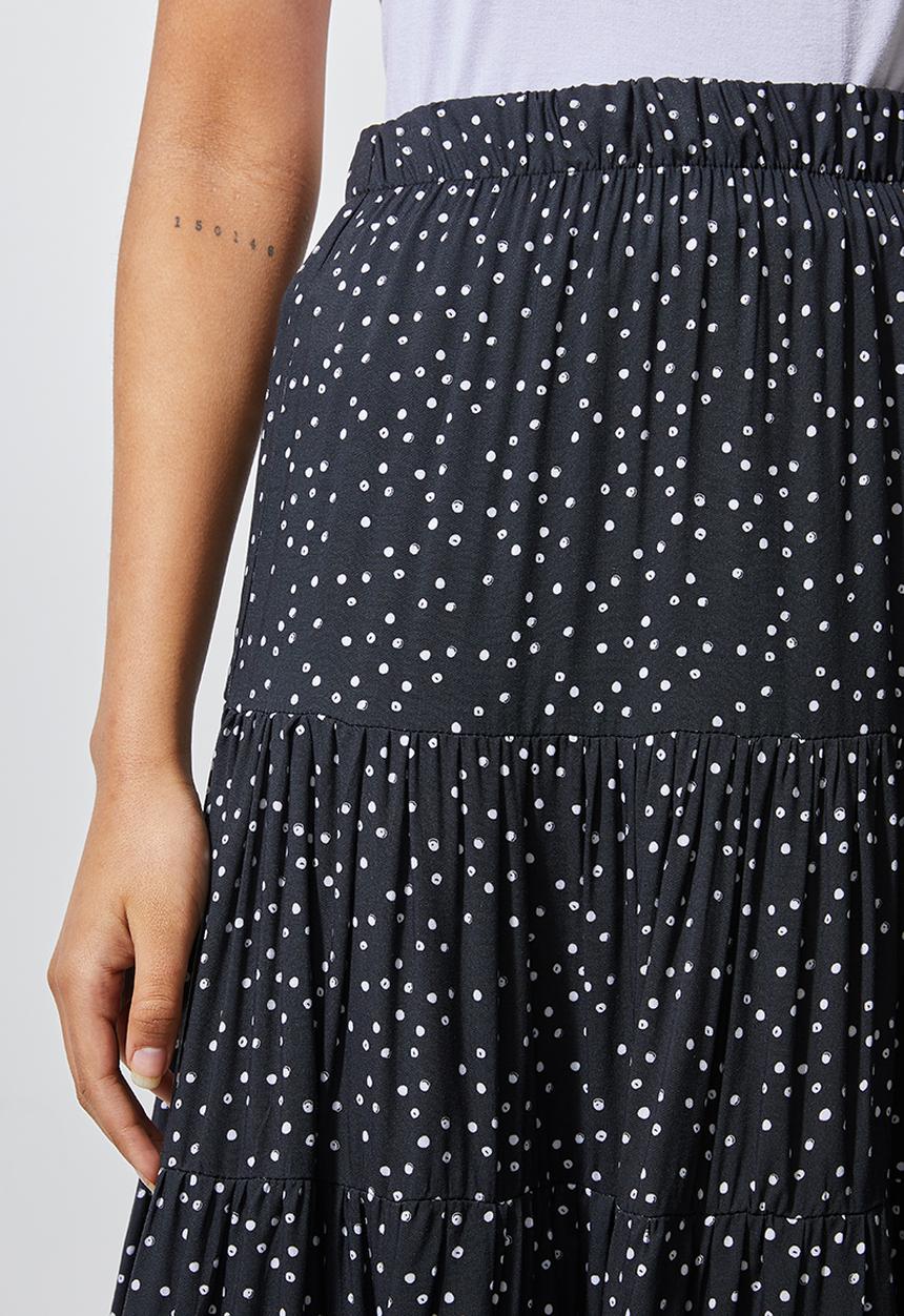 Superbalist - Tiered midi skirt - black & white