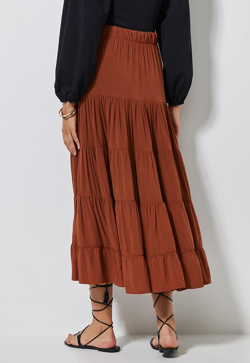 Superbalist - Tiered midi skirt  - rust
