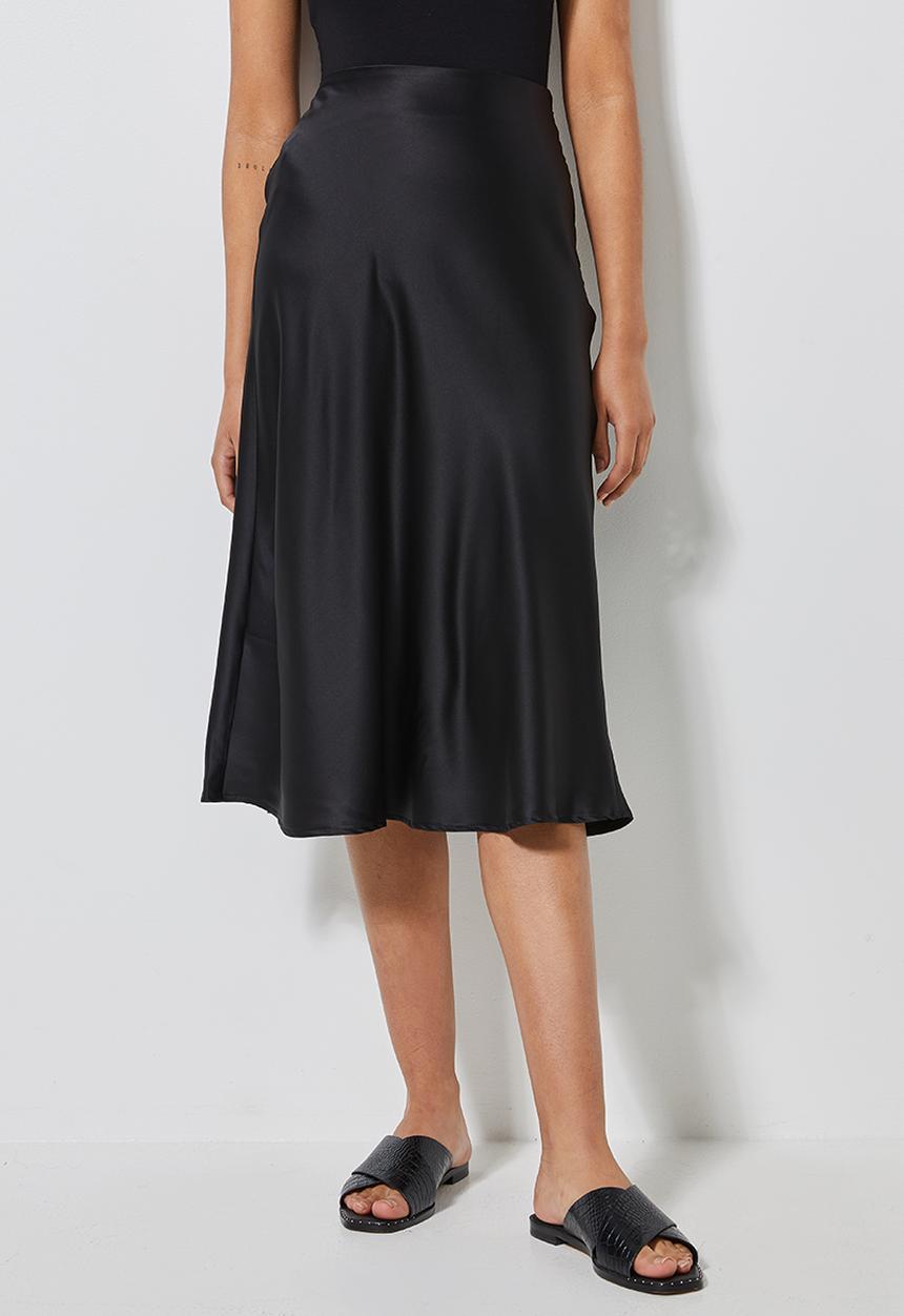 Superbalist - Bias midi slip skirt - black
