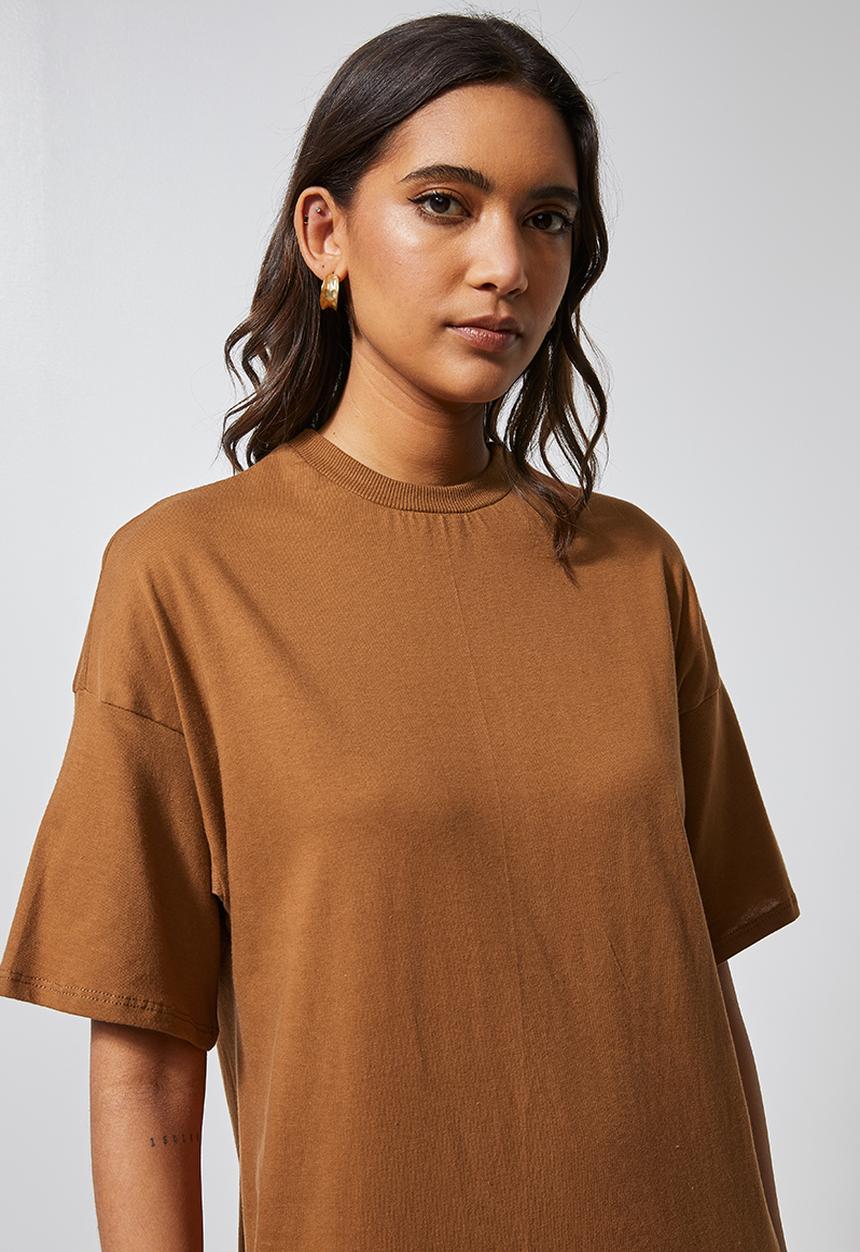 Superbalist - Trapeze T-shirt dress - tobacco