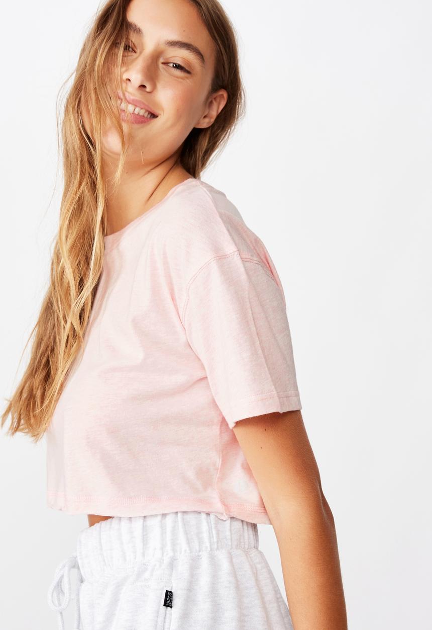 Cotton On - Active cropped T- shirt - pink sherbet marle