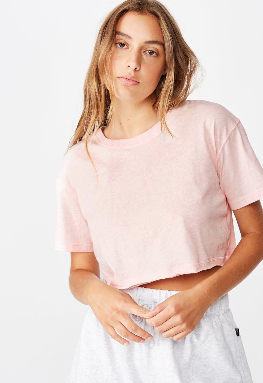 Cotton On - Active cropped T- shirt - pink sherbet marle