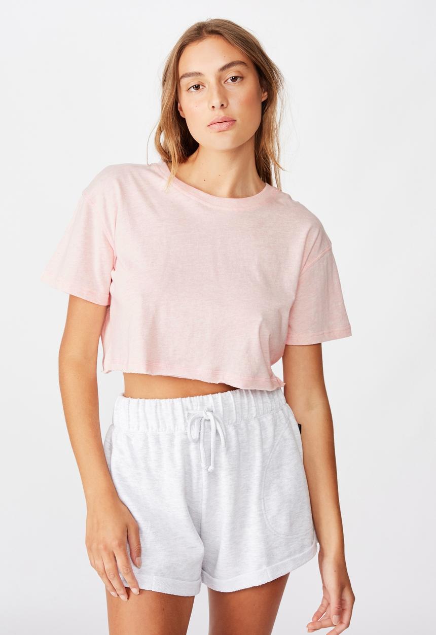 Cotton On - Active cropped T- shirt - pink sherbet marle