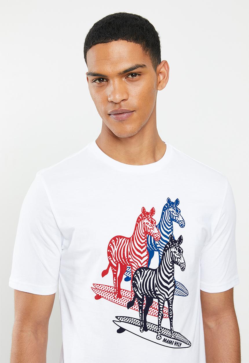 Mami Wata - 3 Surfing zebra tee - white