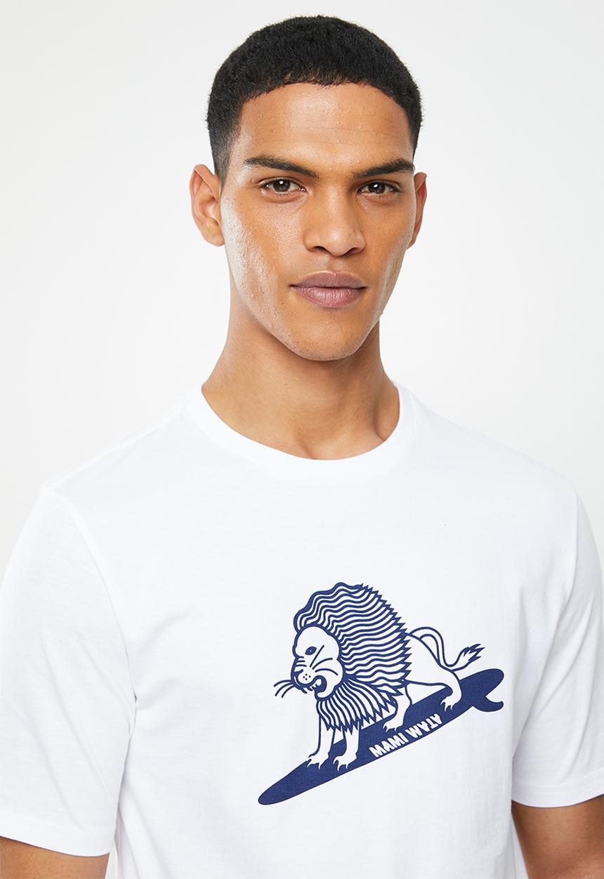Mami Wata - Surfing lion tee - white