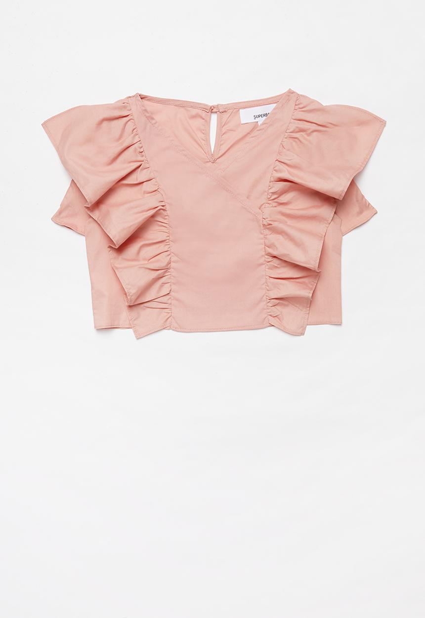Superbalist - Cropped ruffle top - pink 