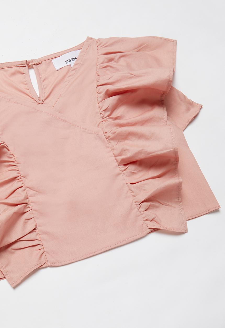 Superbalist - Cropped ruffle top - pink 