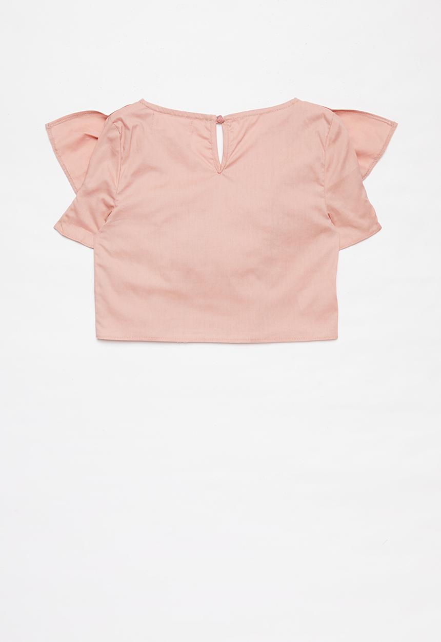 Superbalist - Cropped ruffle top - pink 