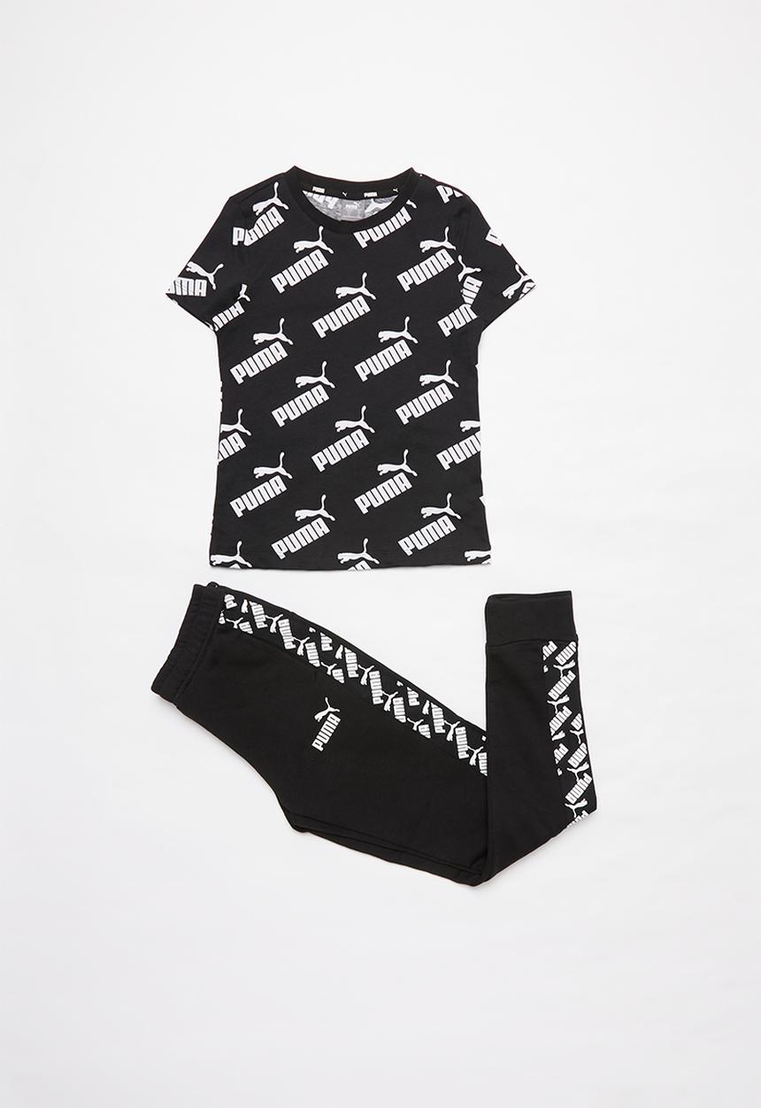 PUMA - Amplified all over print tee g puma black - black & white
