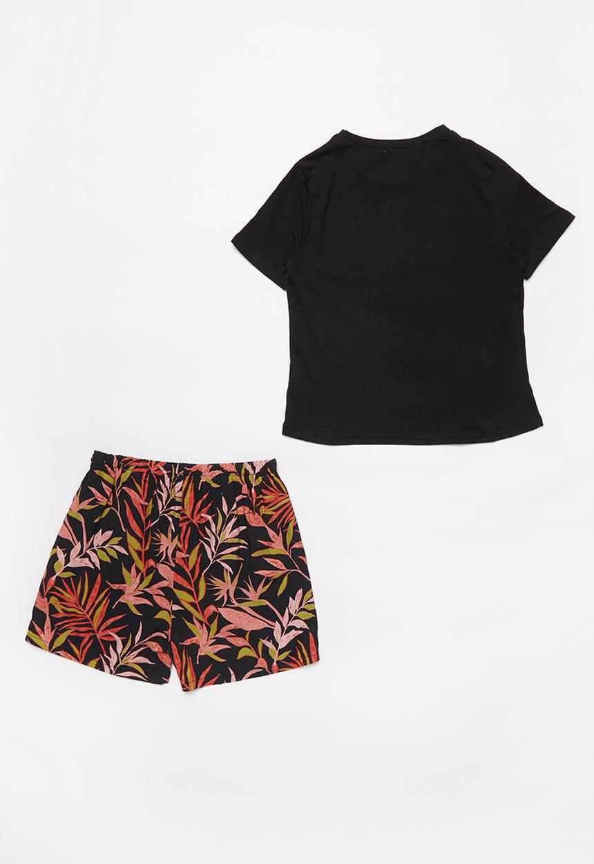 Superbalist - Girls printed pj set - black & red 