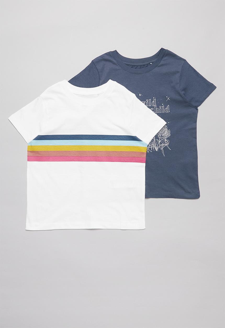 Free by Cotton On - Multipack primrose classic T-shirt  - white & navy 