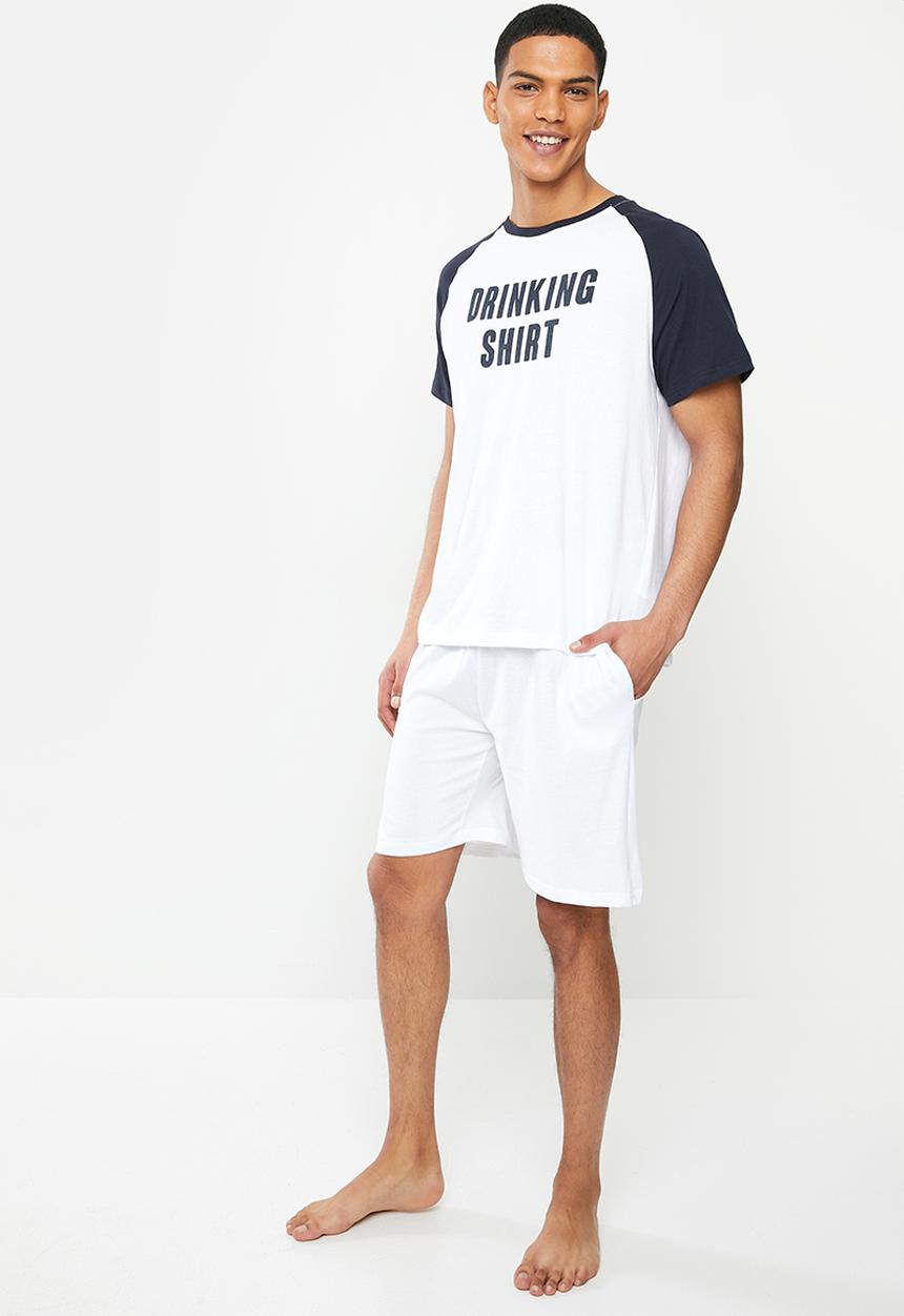Brave Soul - Fluorite sleepwear - white & navy