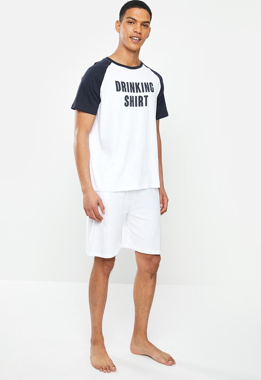Brave Soul - Fluorite sleepwear - white & navy