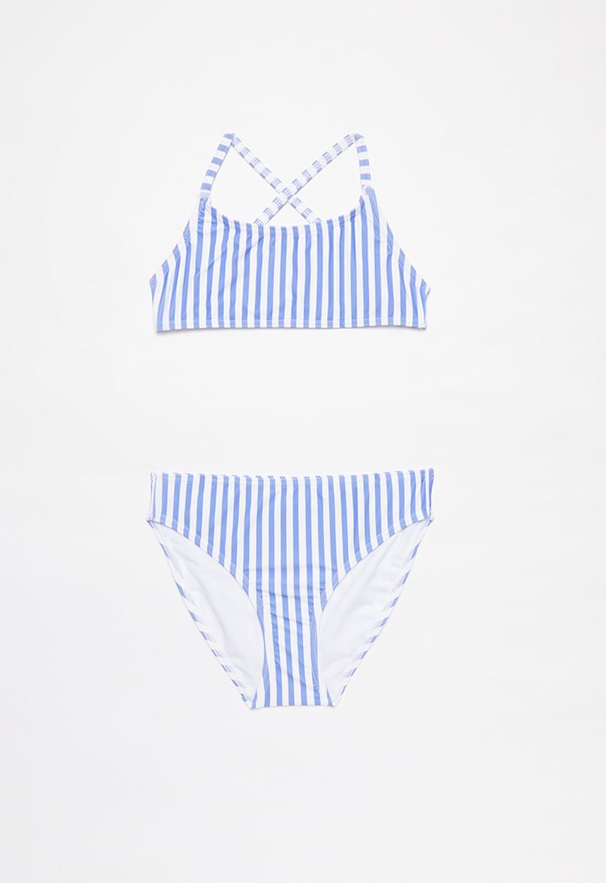Rebel Republic - Striped two piece swimsuit - blue & white