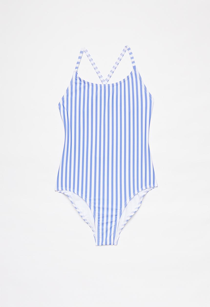 Rebel Republic - Stripe one piece swimsuit - blue & white