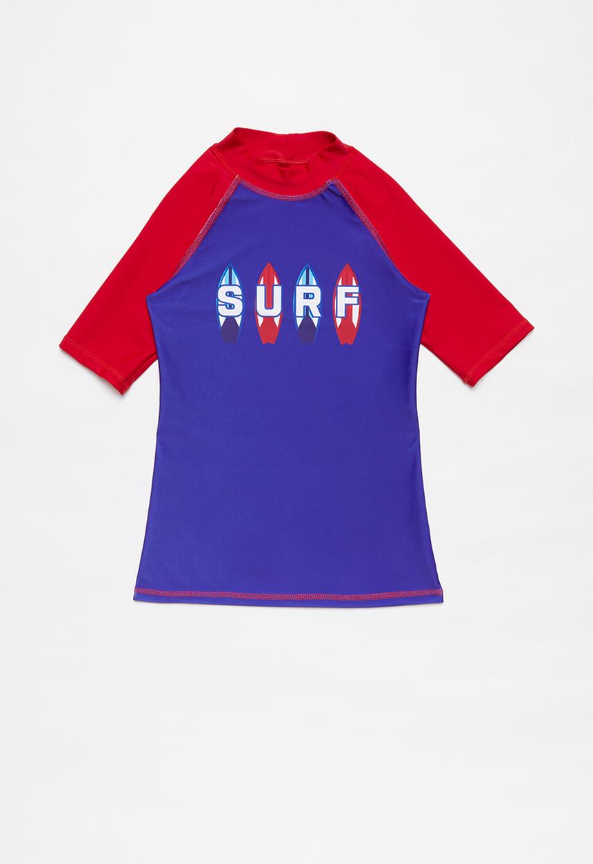 Rebel Republic - Printed rash vest - blue & red