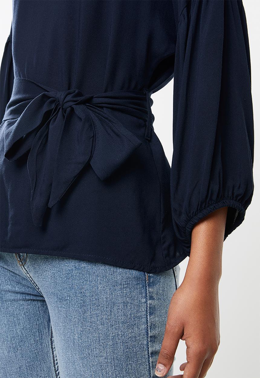 edit - Lantern sleeve blouse - navy