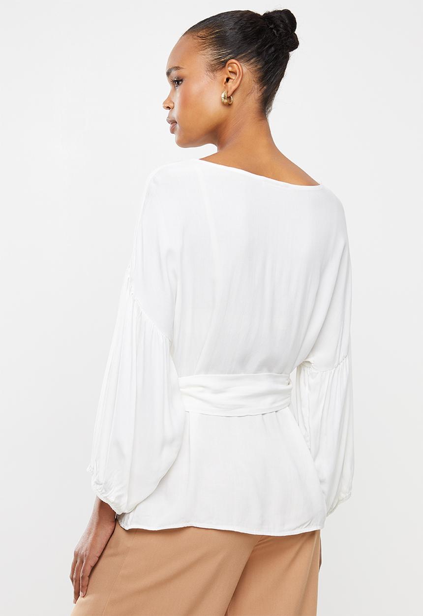 edit - Lantern sleeve blouse - white