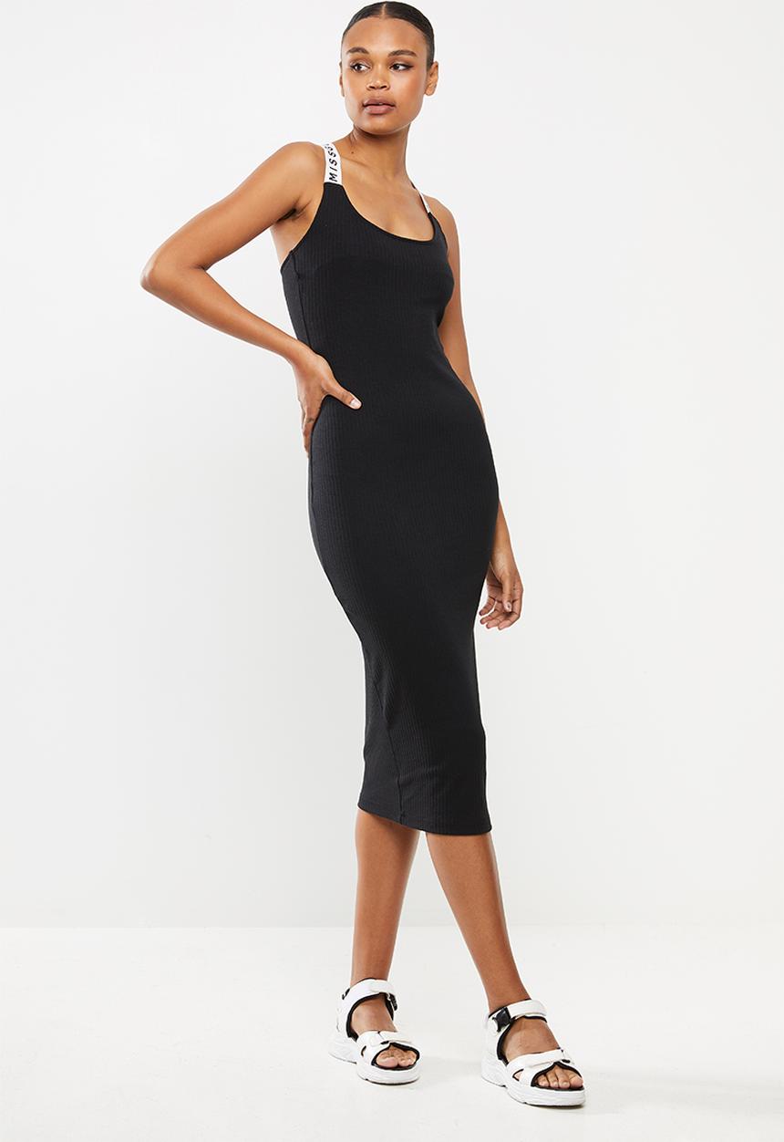 Missguided - Missguided strap ribbed midi dress - black