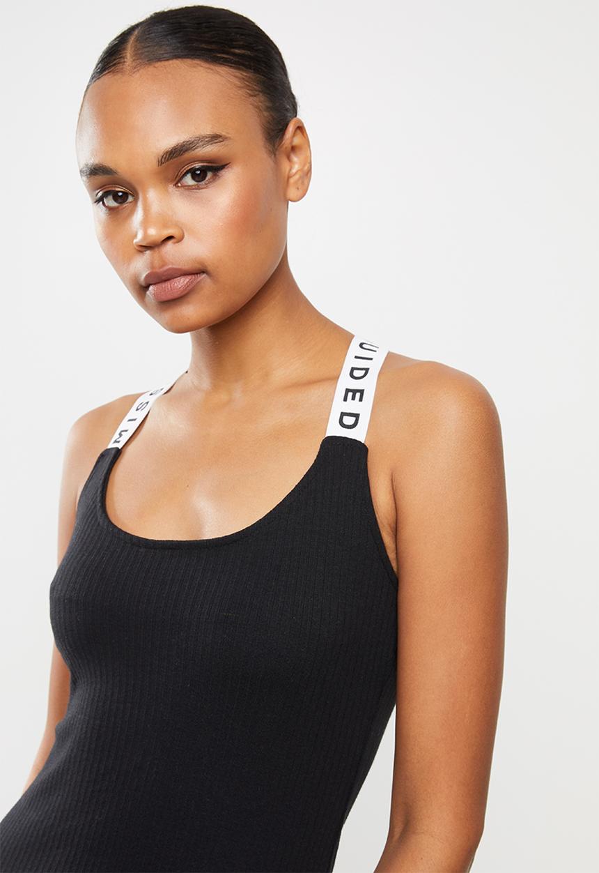 Missguided - Missguided strap ribbed midi dress - black