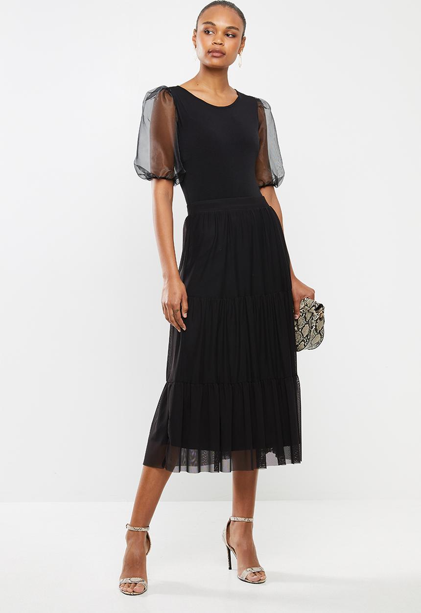 MILLA - Organza sleeve bodysuit - black