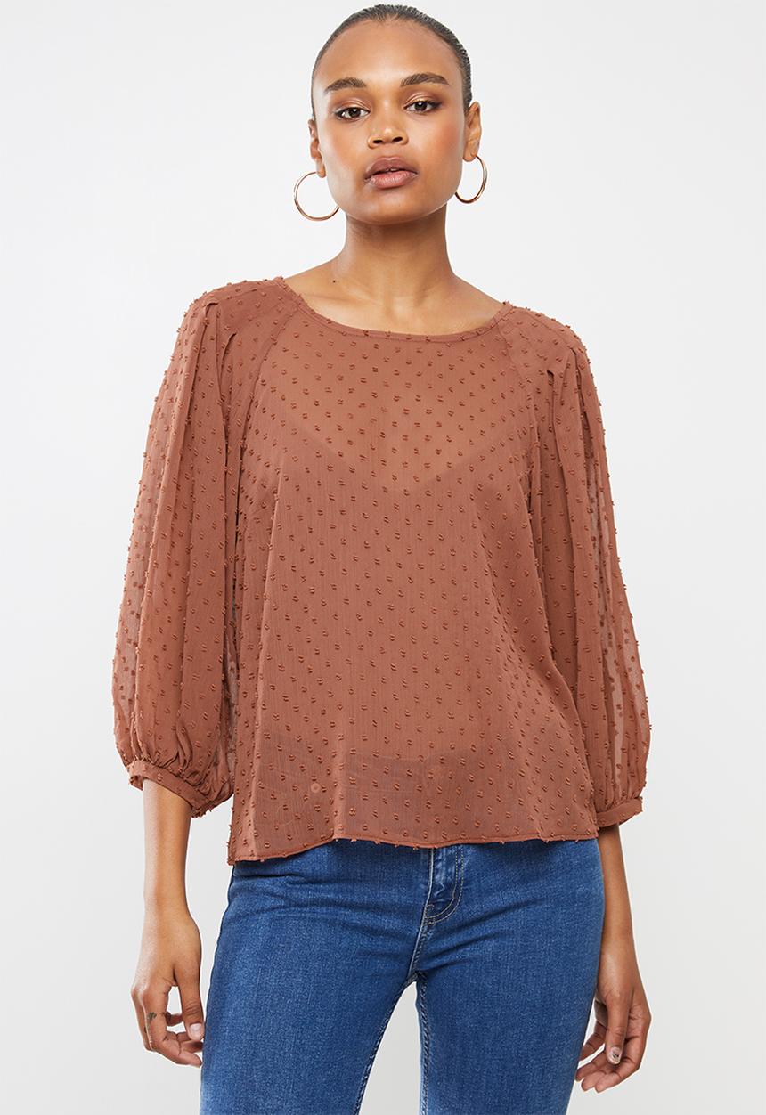 MILLA - Dobby chiffon blouse - clay