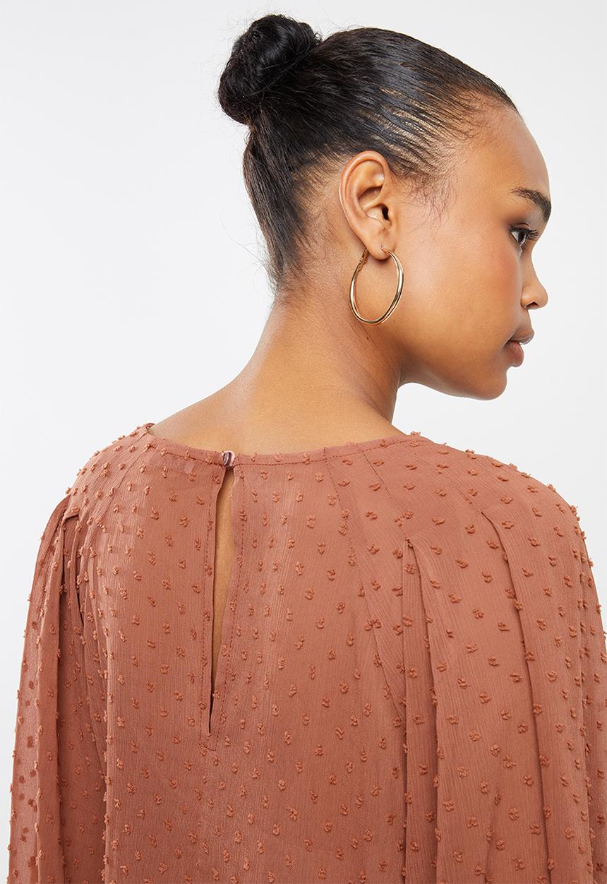 MILLA - Dobby chiffon blouse - clay