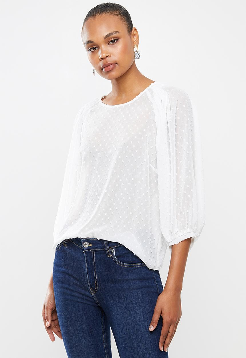 MILLA - Dobby chiffon blouse - white