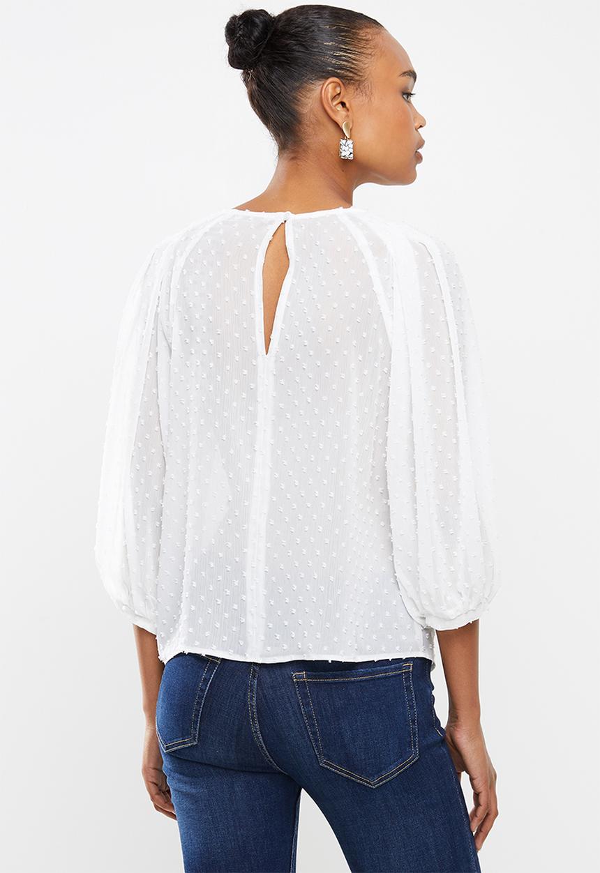 MILLA - Dobby chiffon blouse - white