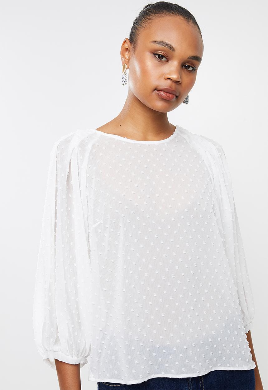 MILLA - Dobby chiffon blouse - white