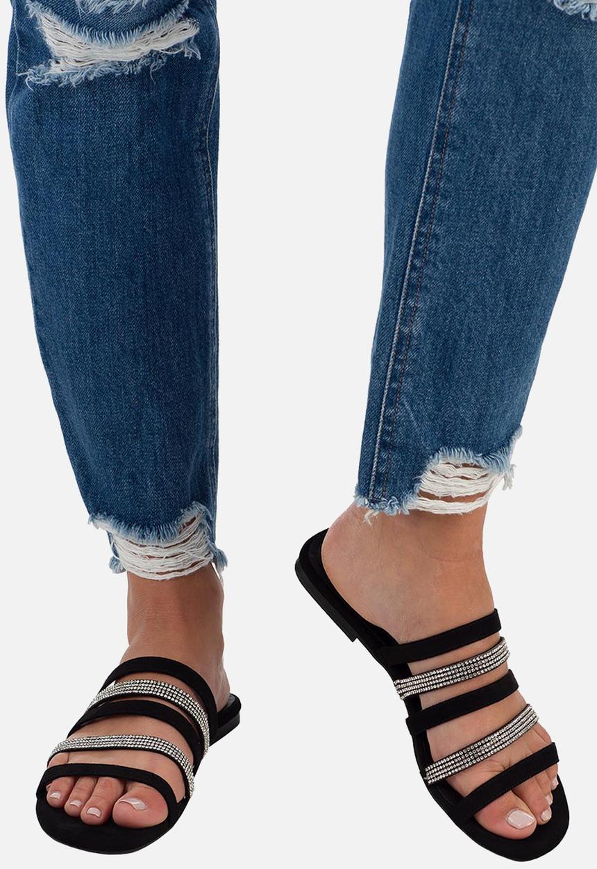 SISSY BOY - Sit tight flat strappy sandal - black