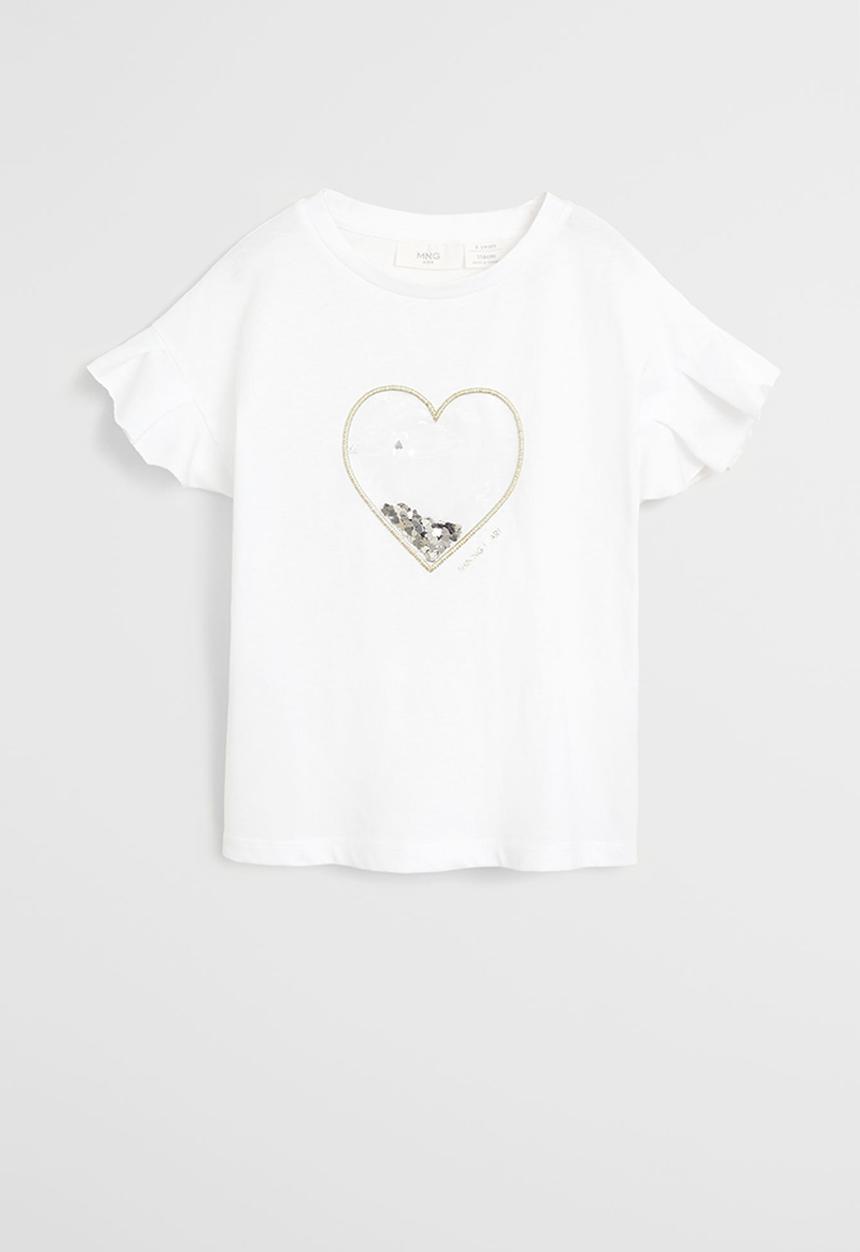 MANGO - Sequins panel T-shirt - off white