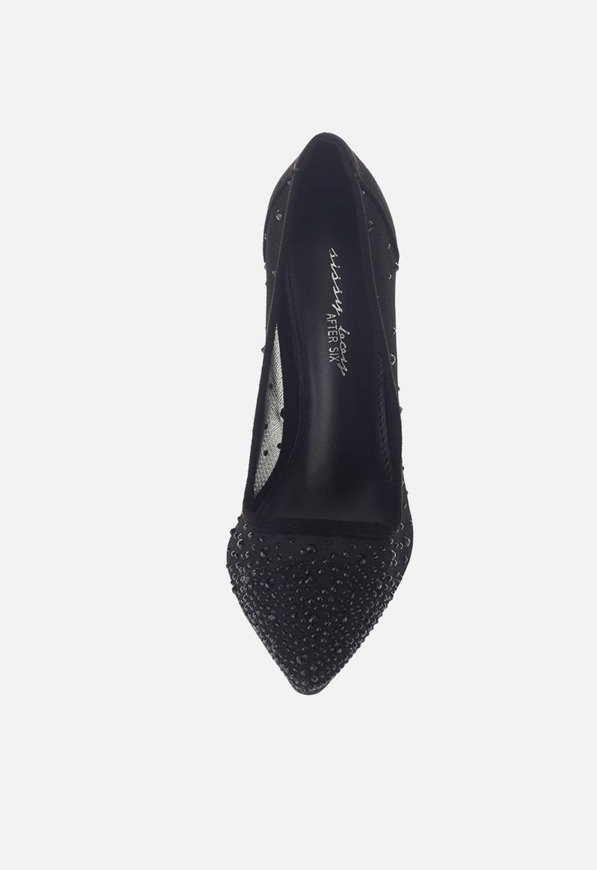 SISSY BOY - Bling it back court heel with bling  - black