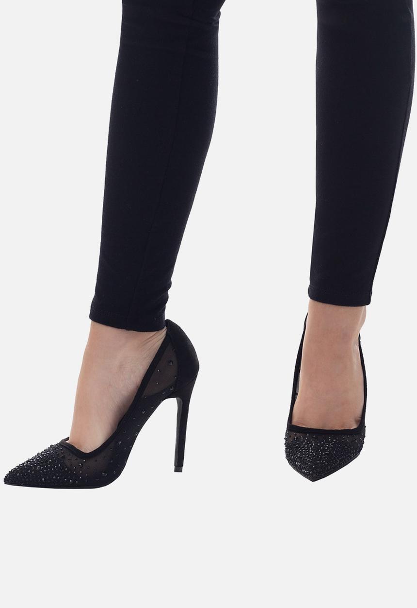SISSY BOY - Bling it back court heel with bling  - black