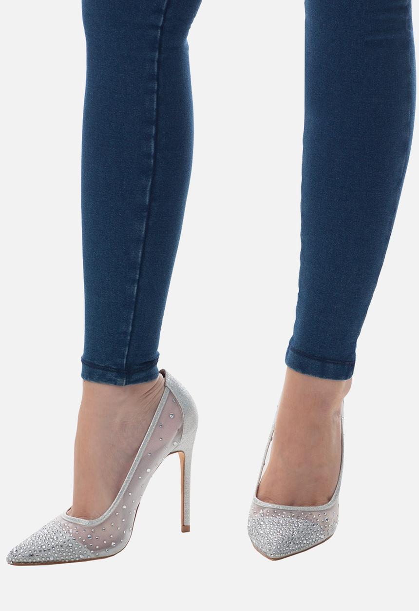 SISSY BOY - Bling it back court heel with bling  - white