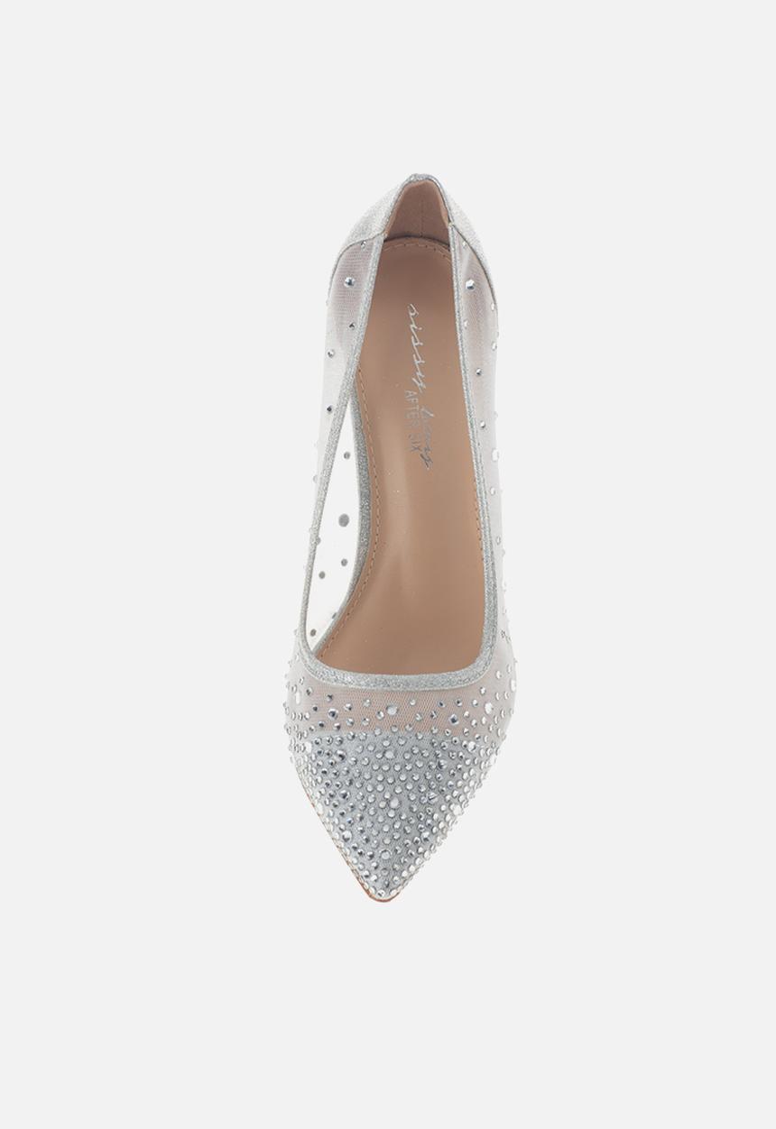 SISSY BOY - Bling it back court heel with bling  - white